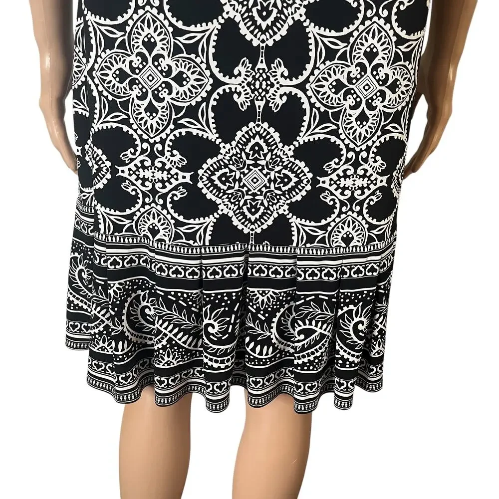 White House Black Market Dress Womens Large Black White Sleeveless Shift A-Line - Picture 8 of 11